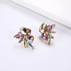 Colorful flowers rhinestones crystal earrings